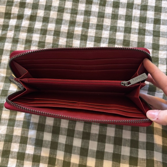 Lipault Paris Genuine Leather Red Zipper Wallet NWOT - Picture 4 of 4